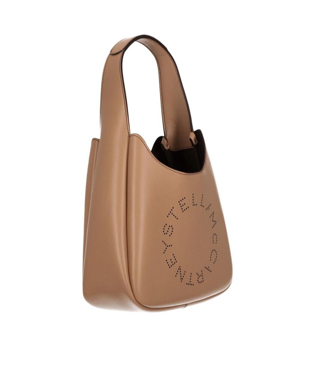 Stella McCartney Brown Logo Perforated Small Hobo Bag