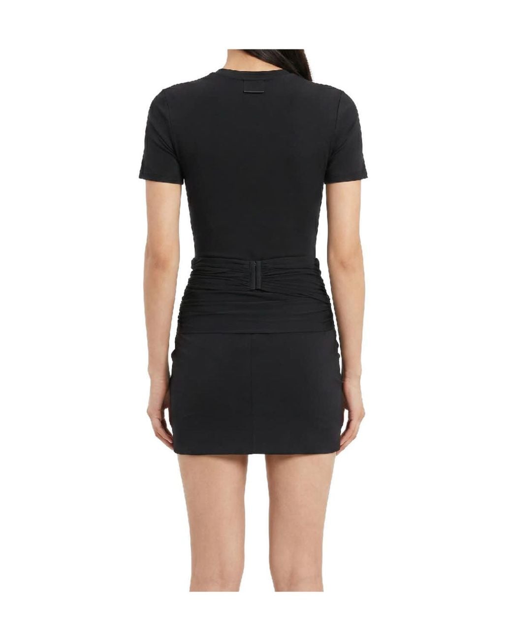 Wardrobe NYC Black Ribbed-Knit Short-Sleeve Bodysuit