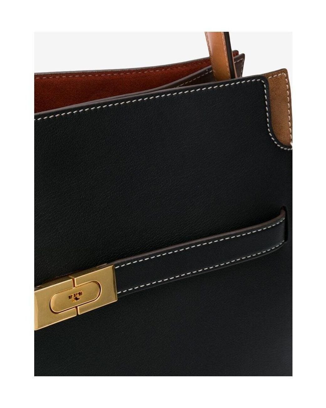 Tory Burch Black Lee Radziwill Layered Small Tote Bag