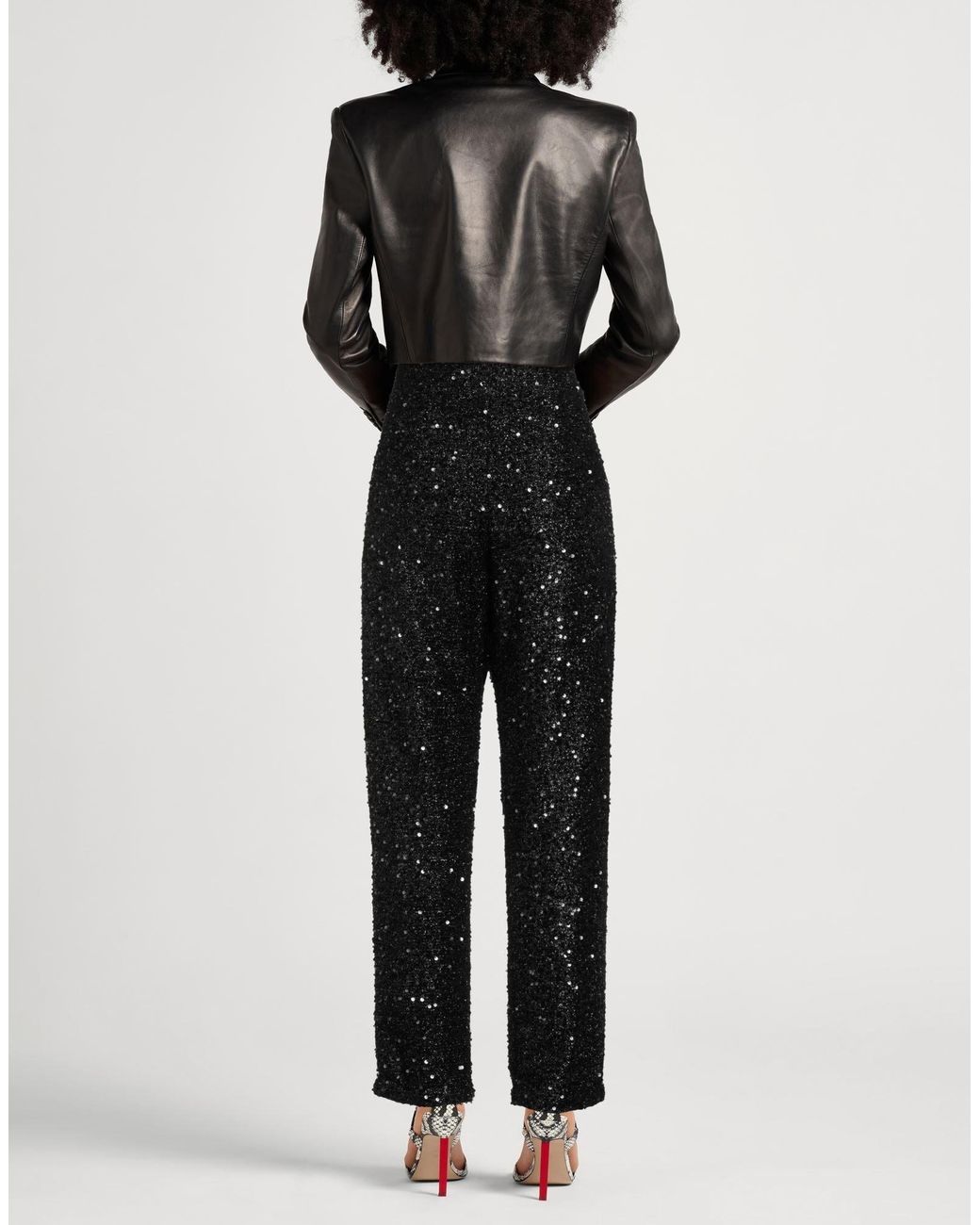 Isabel Marant Black Stylish Metallic Sequin Pencil Pants