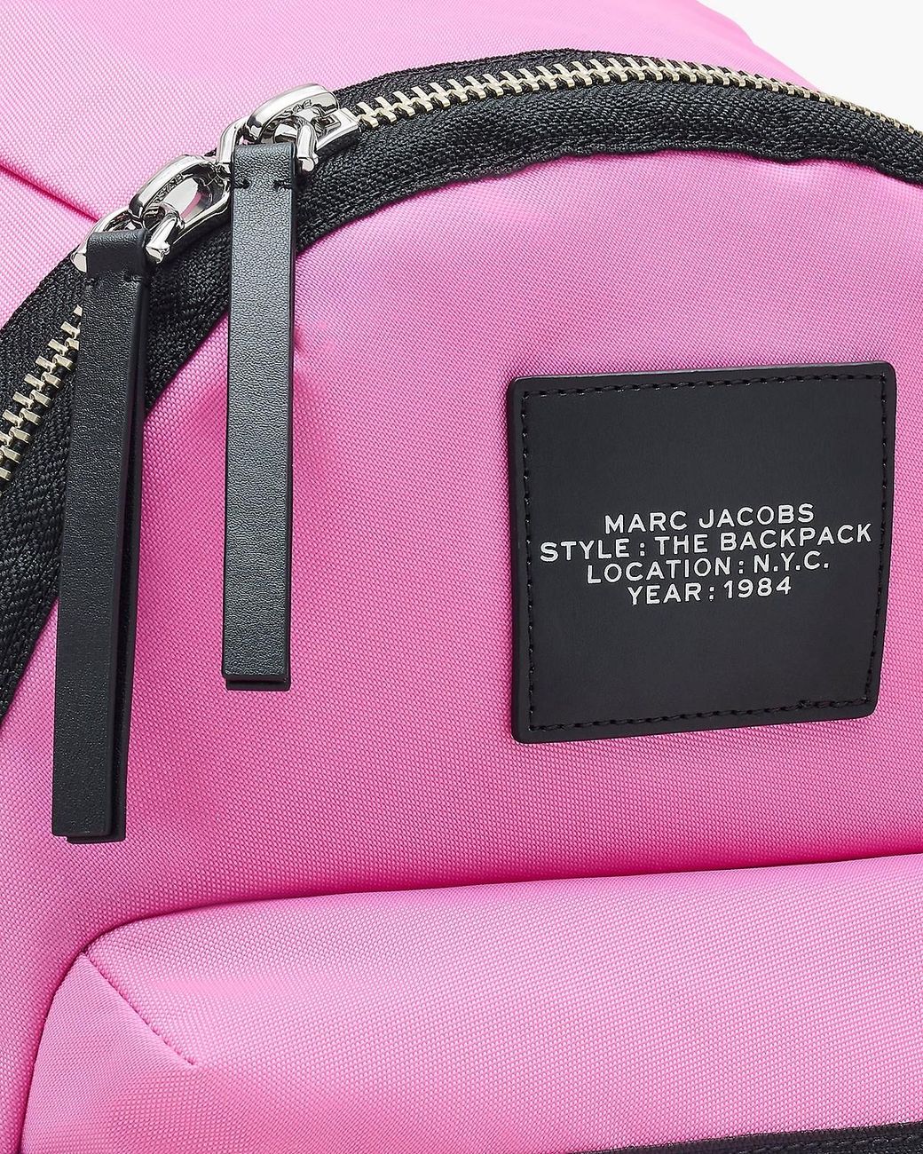Marc Jacobs Pink The Biker Logo-Patch Zipped Large Backpack