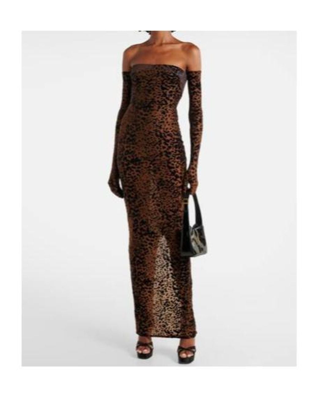 Alex Perry Brown Leopard-Print Corset Gown