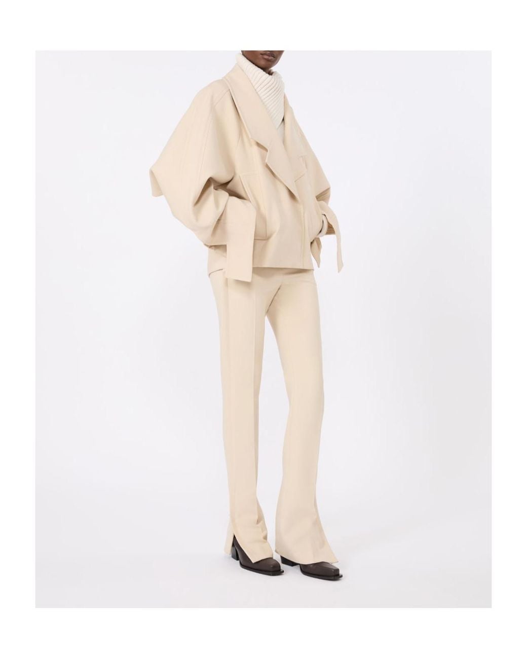 Sportmax White Fitted Flared Trousers