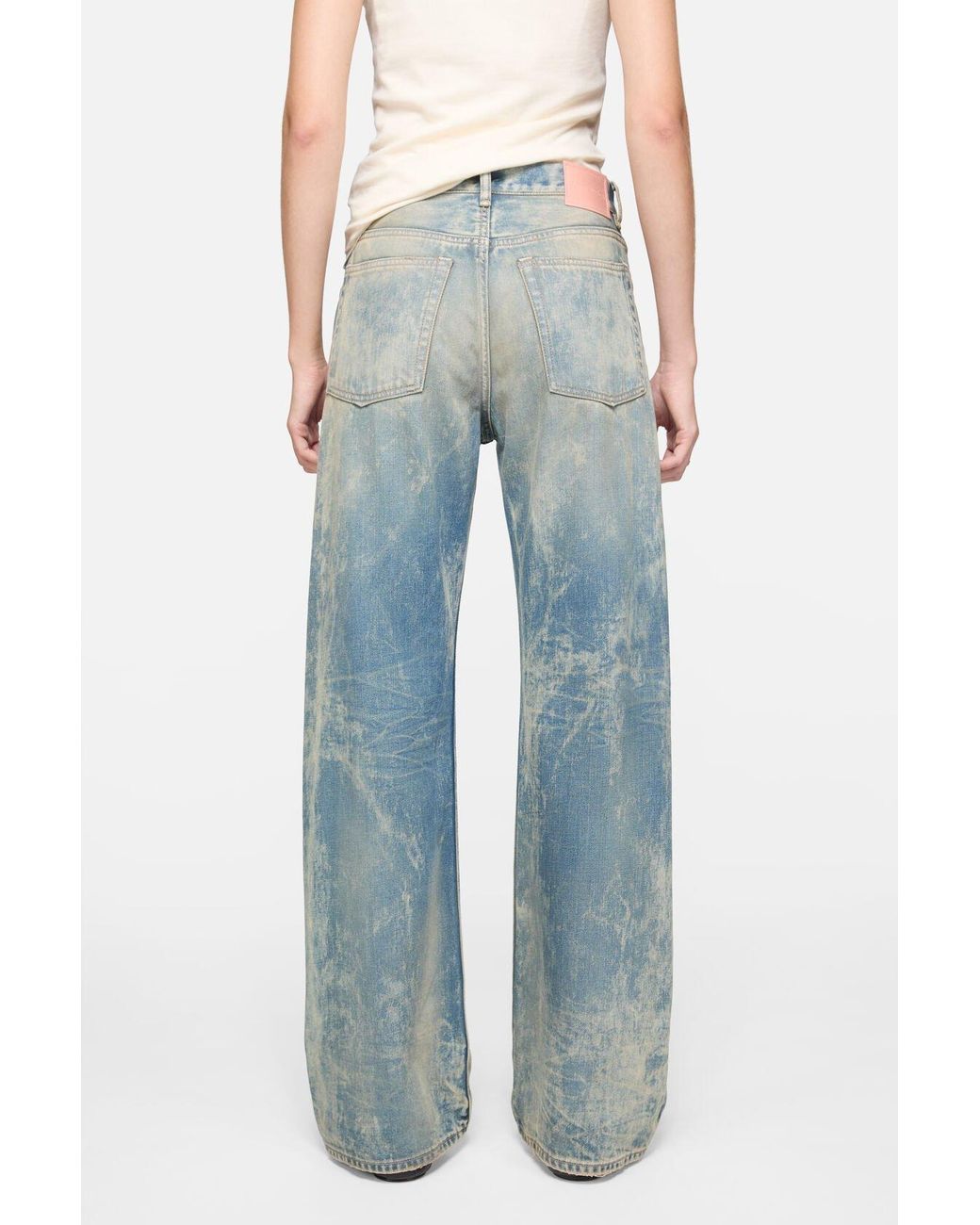 Acne Blue Patch Denim Wide-Leg Jeans