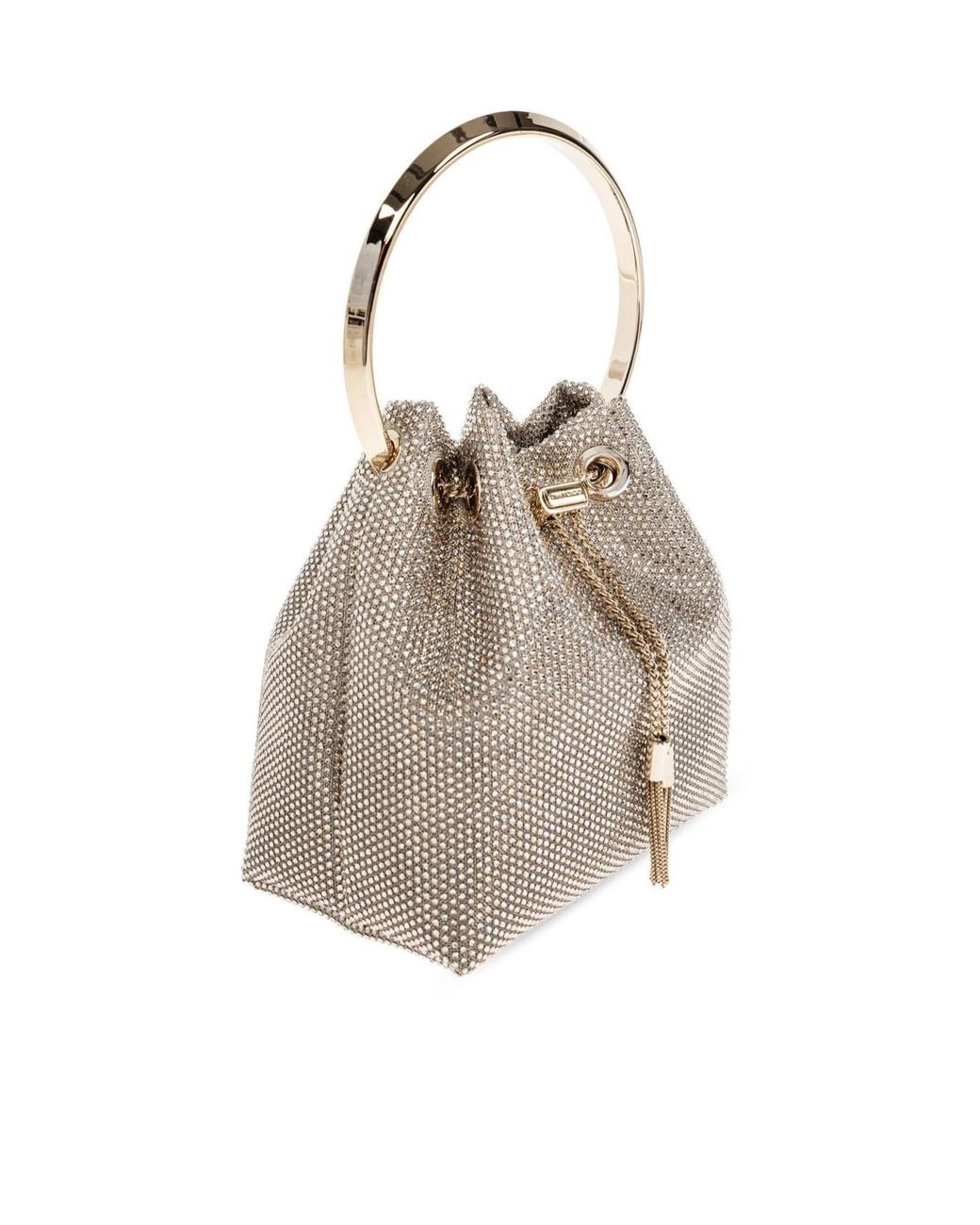 Jimmy Choo Natural Bon Bon Crystal Bucket Bag