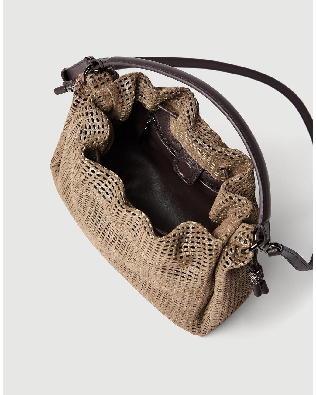 Brunello Cucinelli Brown Bucket Mellow Small Handbag