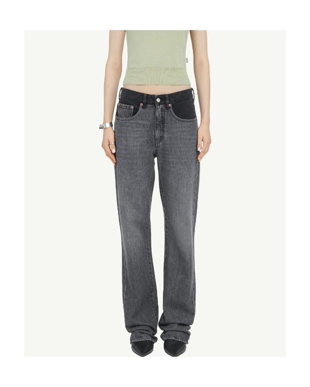 MM6 by Maison Margiela Gray Logo Patch Slim Cut Jeans