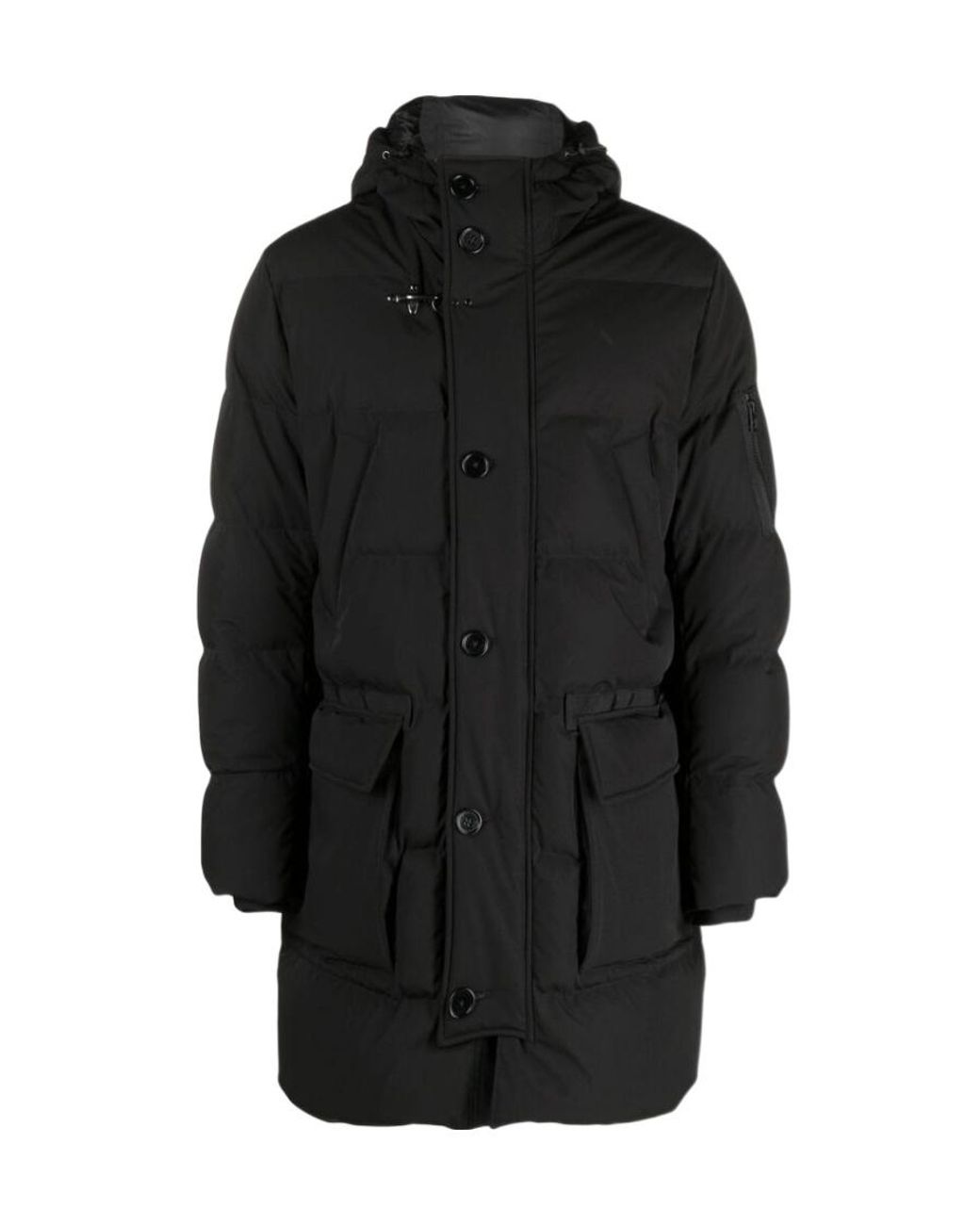 Fay Black Quilted Hooded Parka for men