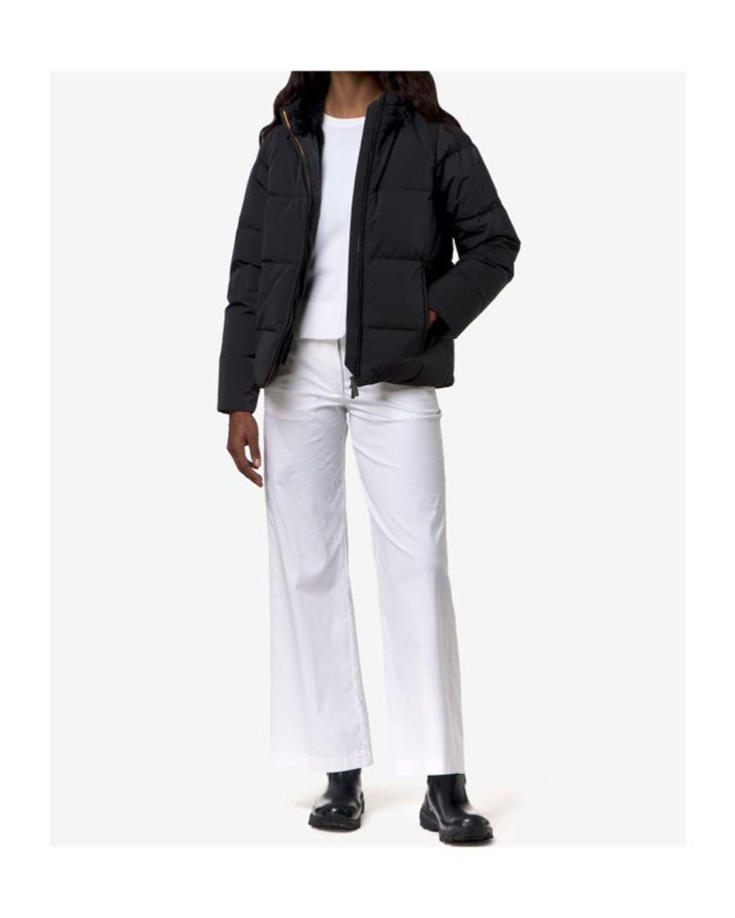 K-Way Black Hooded Puffer Down Jacket