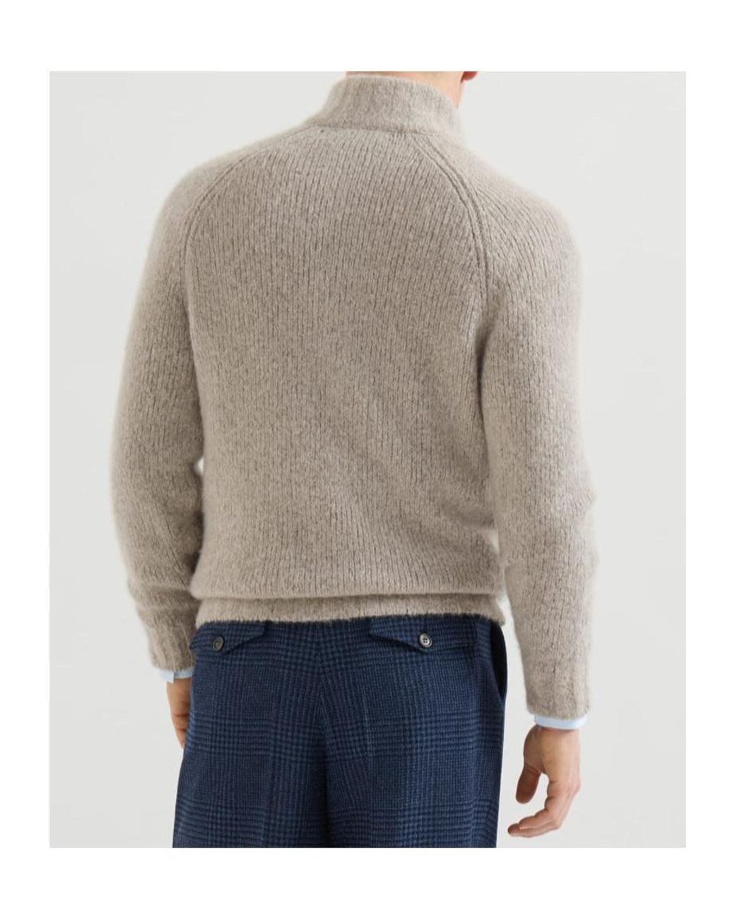 Brunello Cucinelli Gray Long-Sleeved Zip-Up Cardigan for men