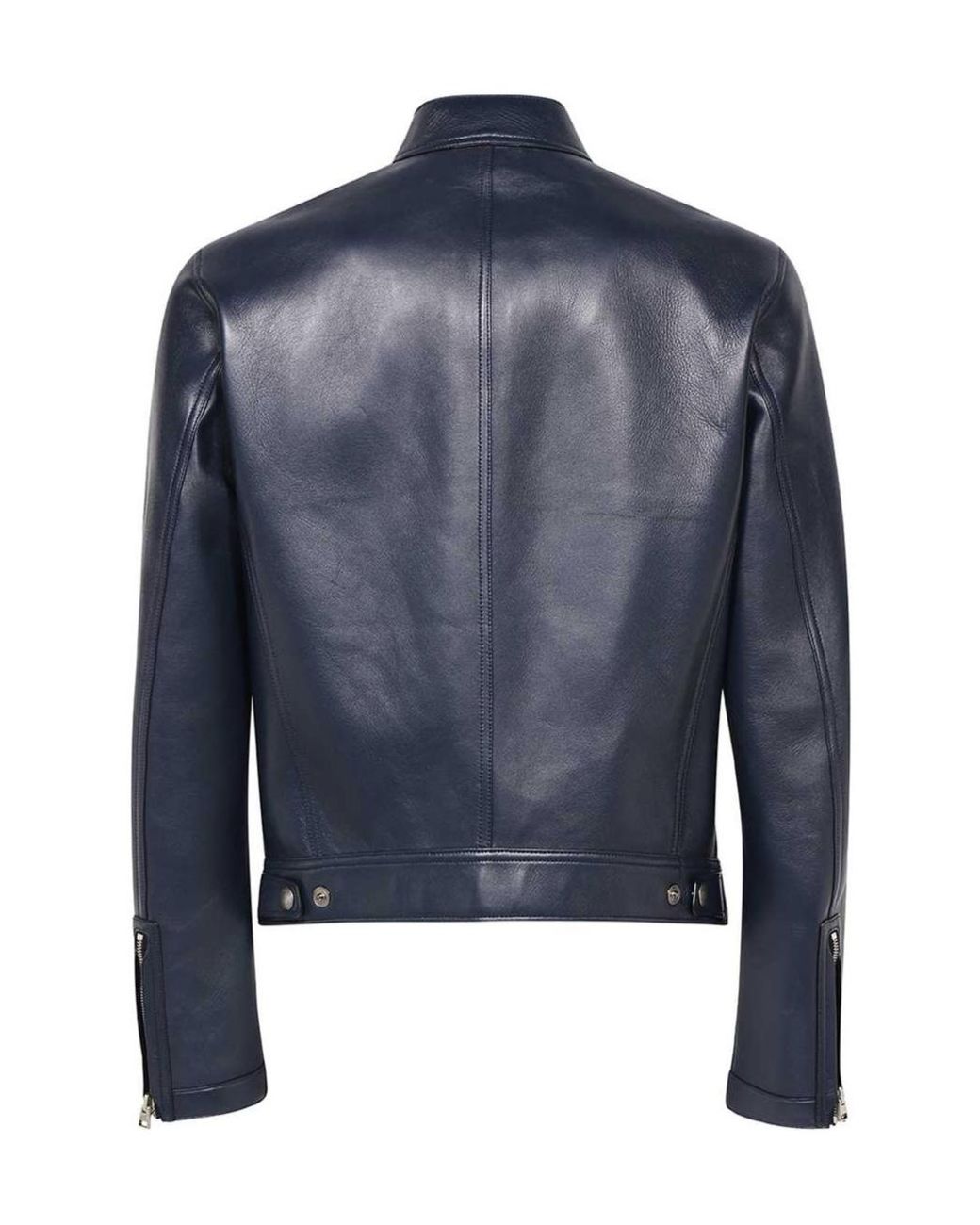 Tom Ford Blue Long-Sleeved Leather Jacket for men