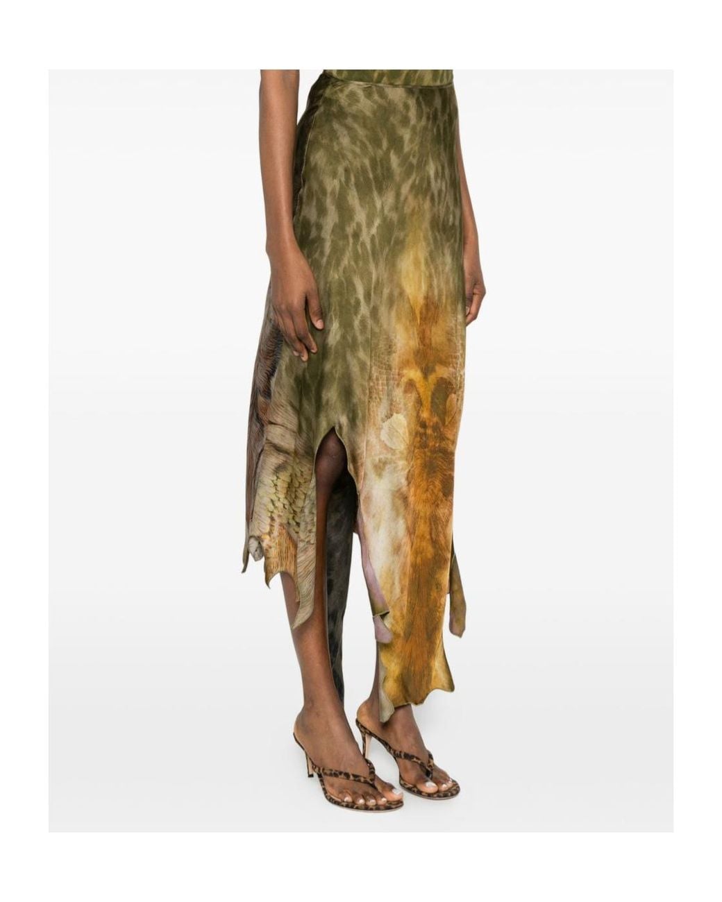 DIESEL Natural Asymmetric Animal-Print Skirt