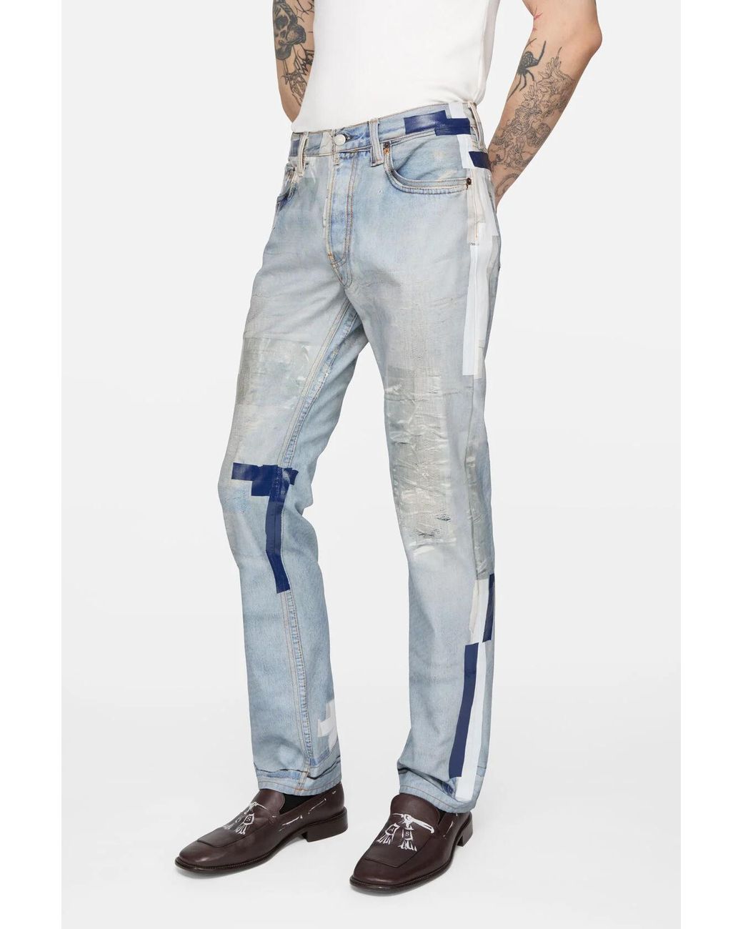 Acne Blue Trompe-L'Œil Tape Jeans for men