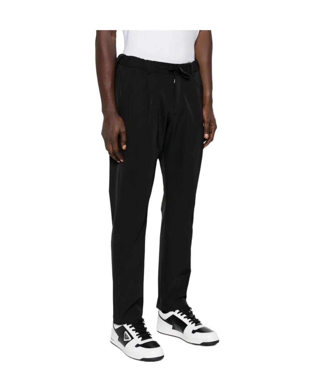 Herno Black Drawstring-Waist Slim-Cut Trousers for men