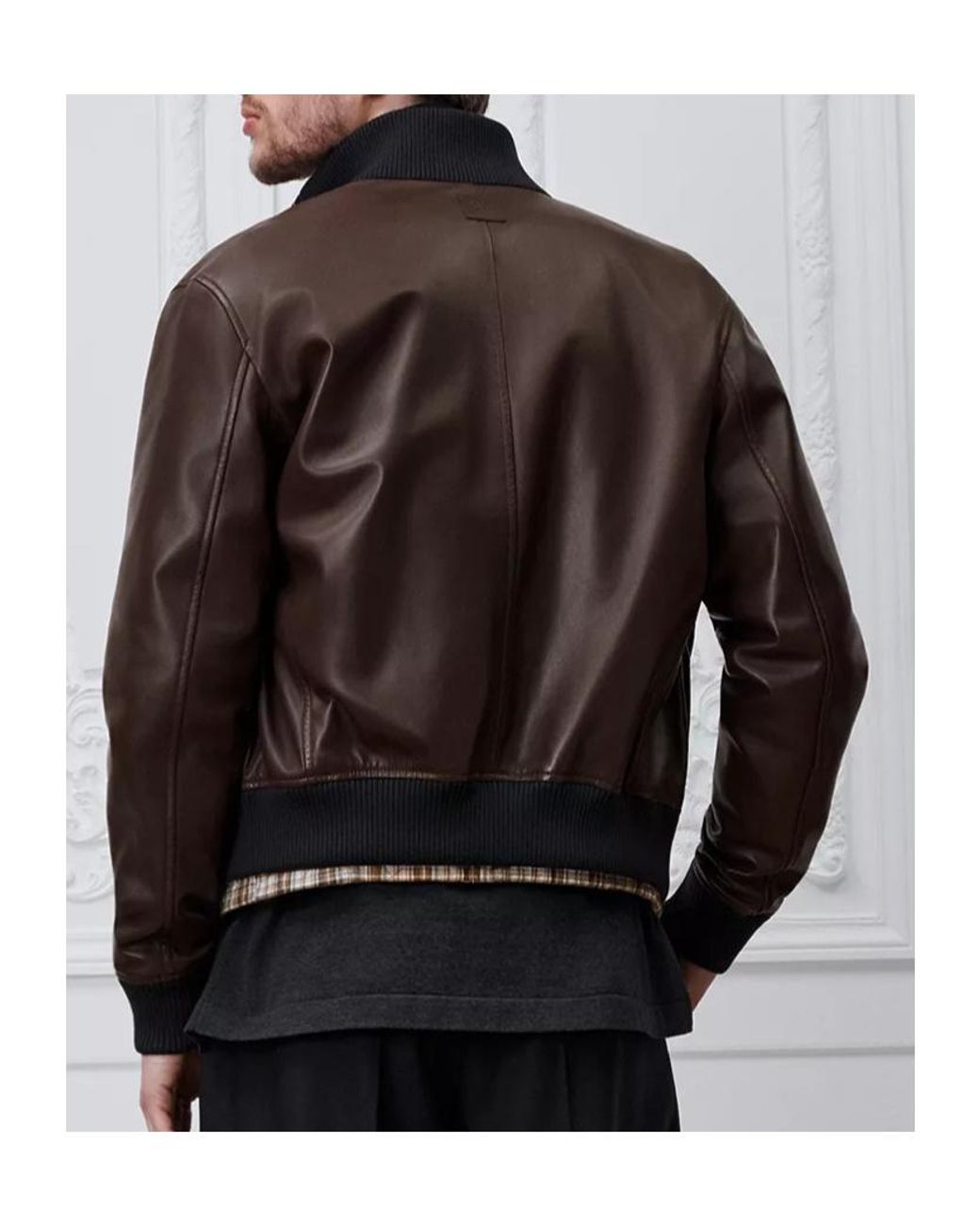 Dior Brown Long-Sleeve Leather Jacket for men