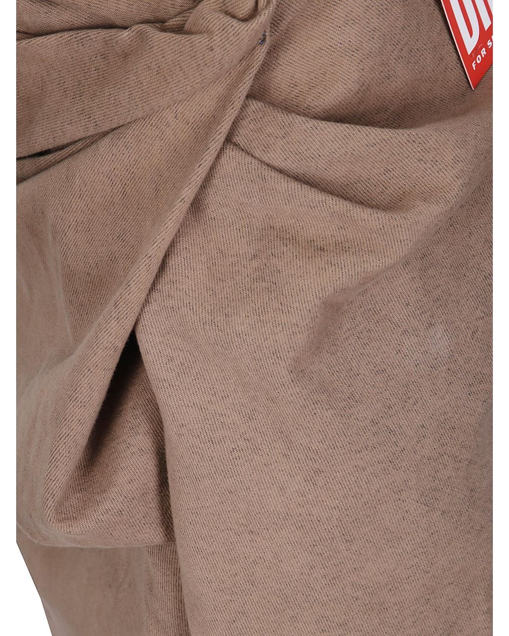 DIESEL Brown Denim High-Rise Draped Asymmetric Wrap Midi Skirt