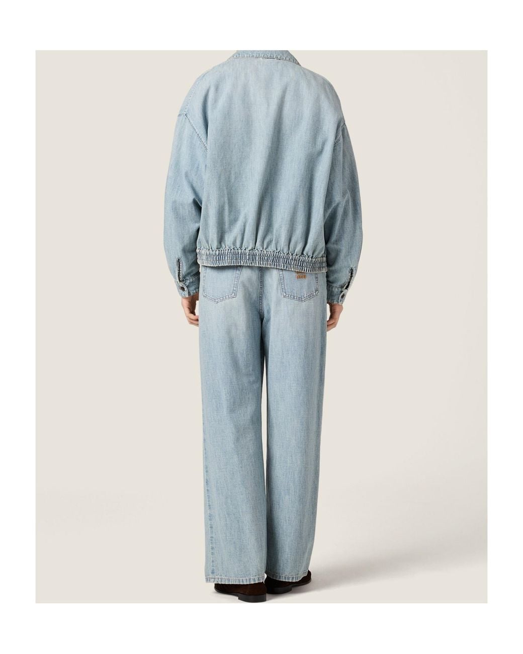 Miu Miu Blue Logo-Detailed Zipped Denim Jacket