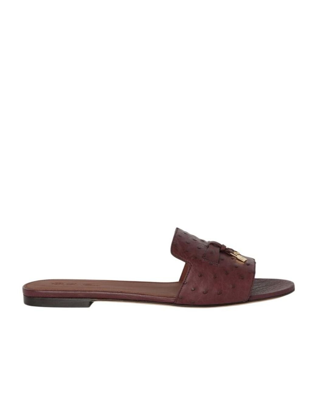 Loro Piana Brown Open-Toed Slippers