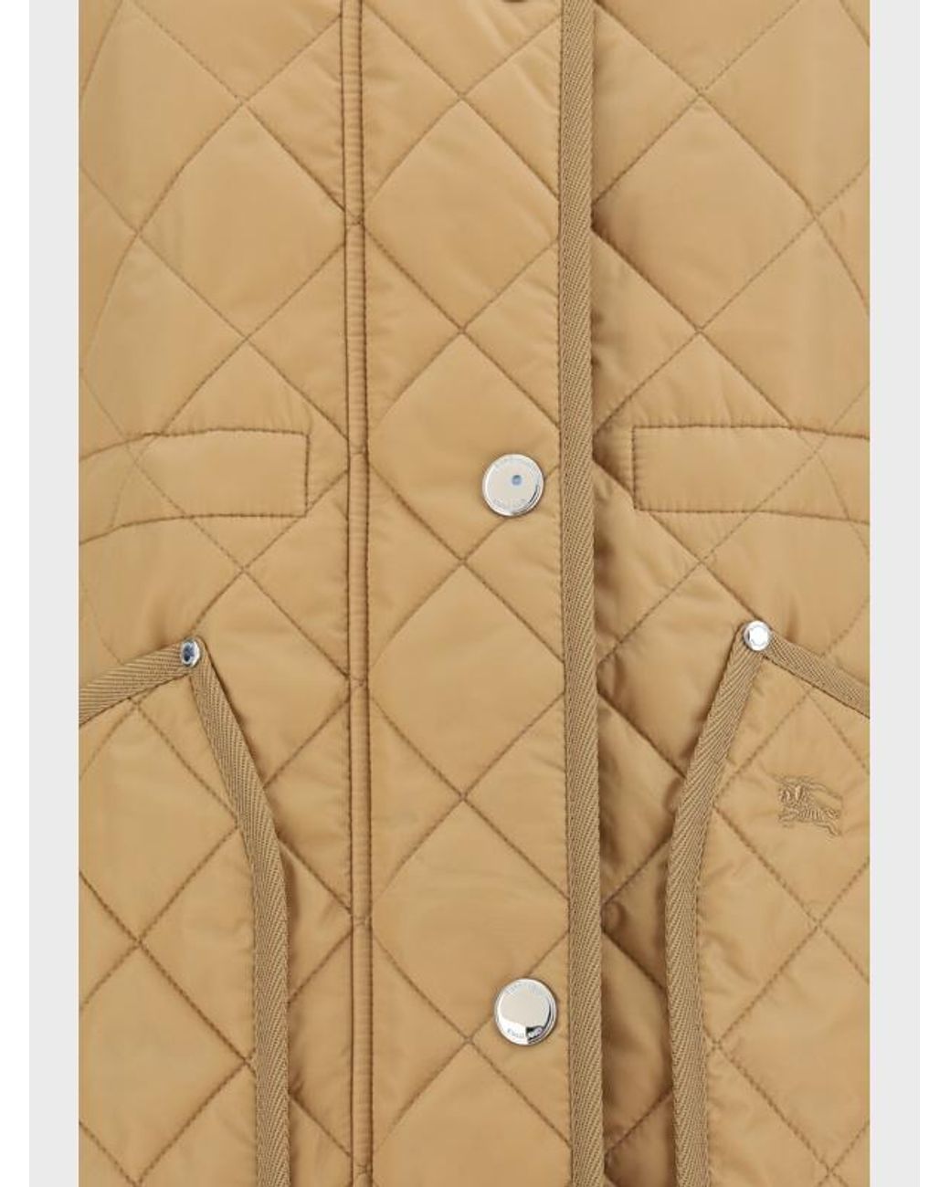Burberry Natural Diamond-Quilted Drawstring Waist Hooded Jacket