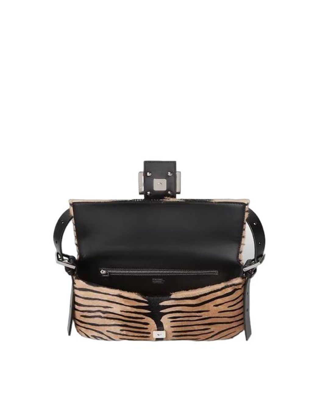 Fendi Metallic Baguette Tiger-Print Shoulder Bag