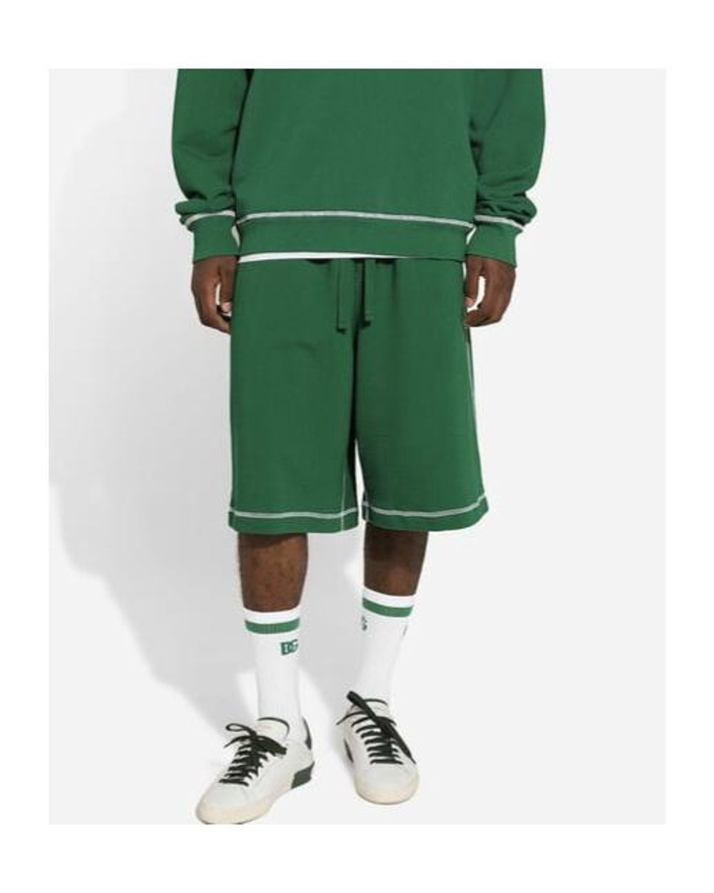 Dolce & Gabbana Green Logo Printed Bermuda Shorts for men