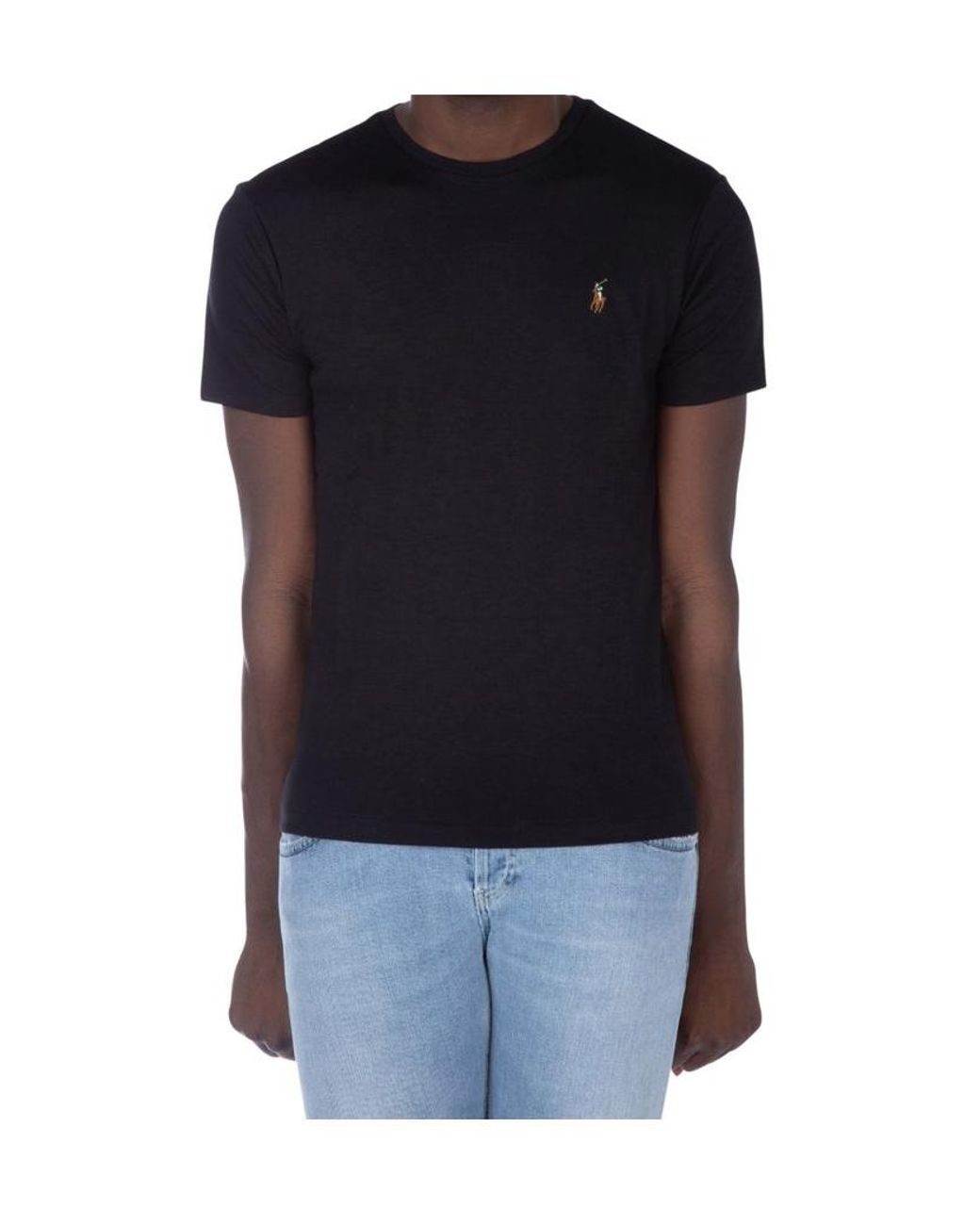 Polo Ralph Lauren Black Logo Embroidered Crewneck T-Shirt for men