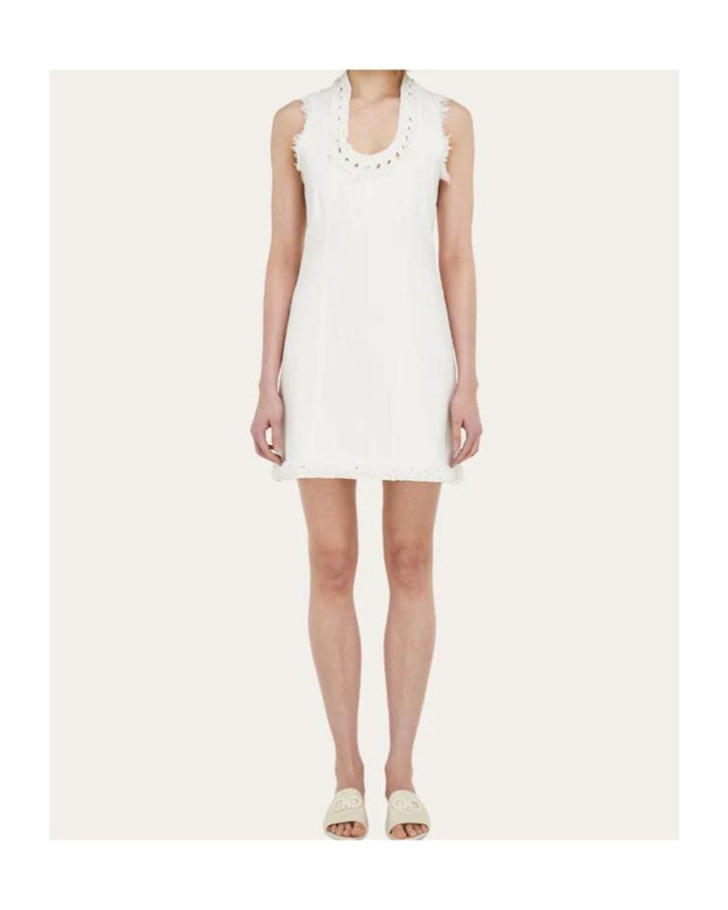 Ferragamo White Short Denim Dress