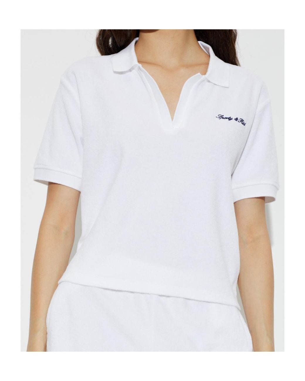 Sporty & Rich White Short-Sleeved Polo Shirt
