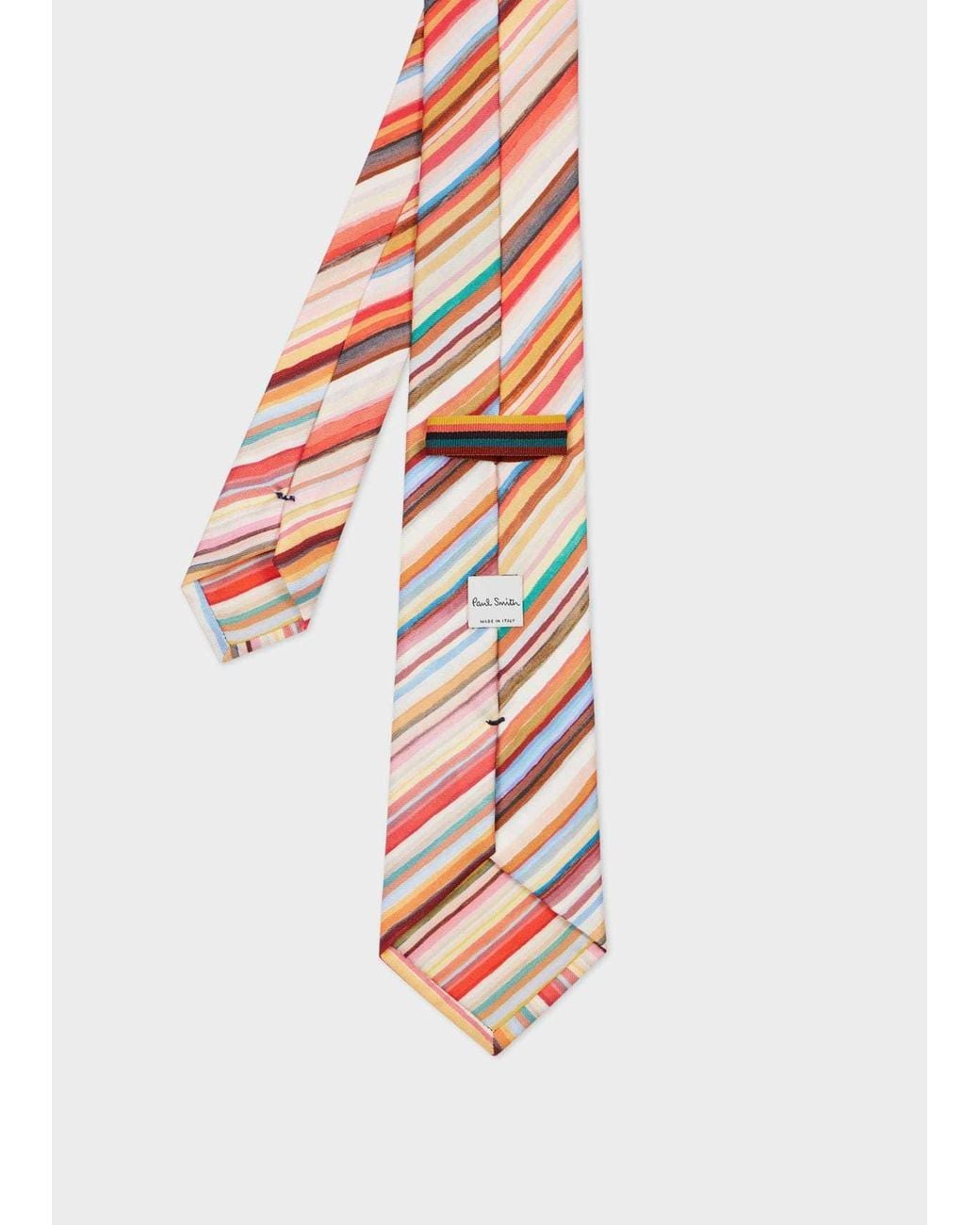 Paul Smith White Striped Printed Tie for men