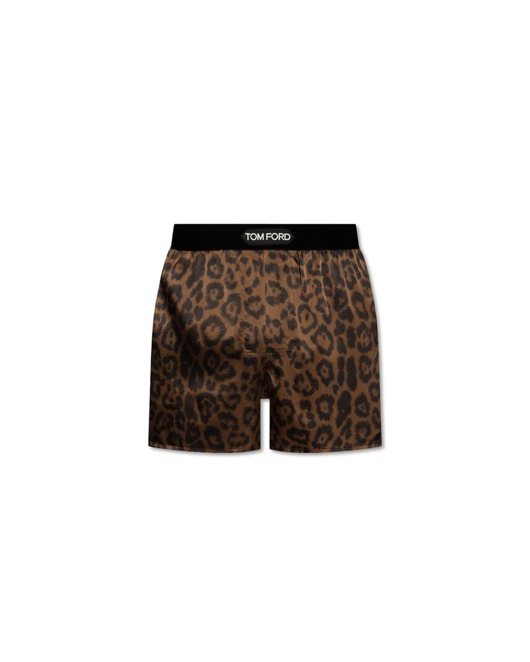 Tom Ford Black Leopard-Print Stretch-Silk Boxers for men