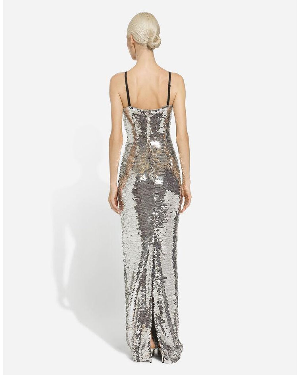 Dolce & Gabbana White Sequin-Embellished Gown