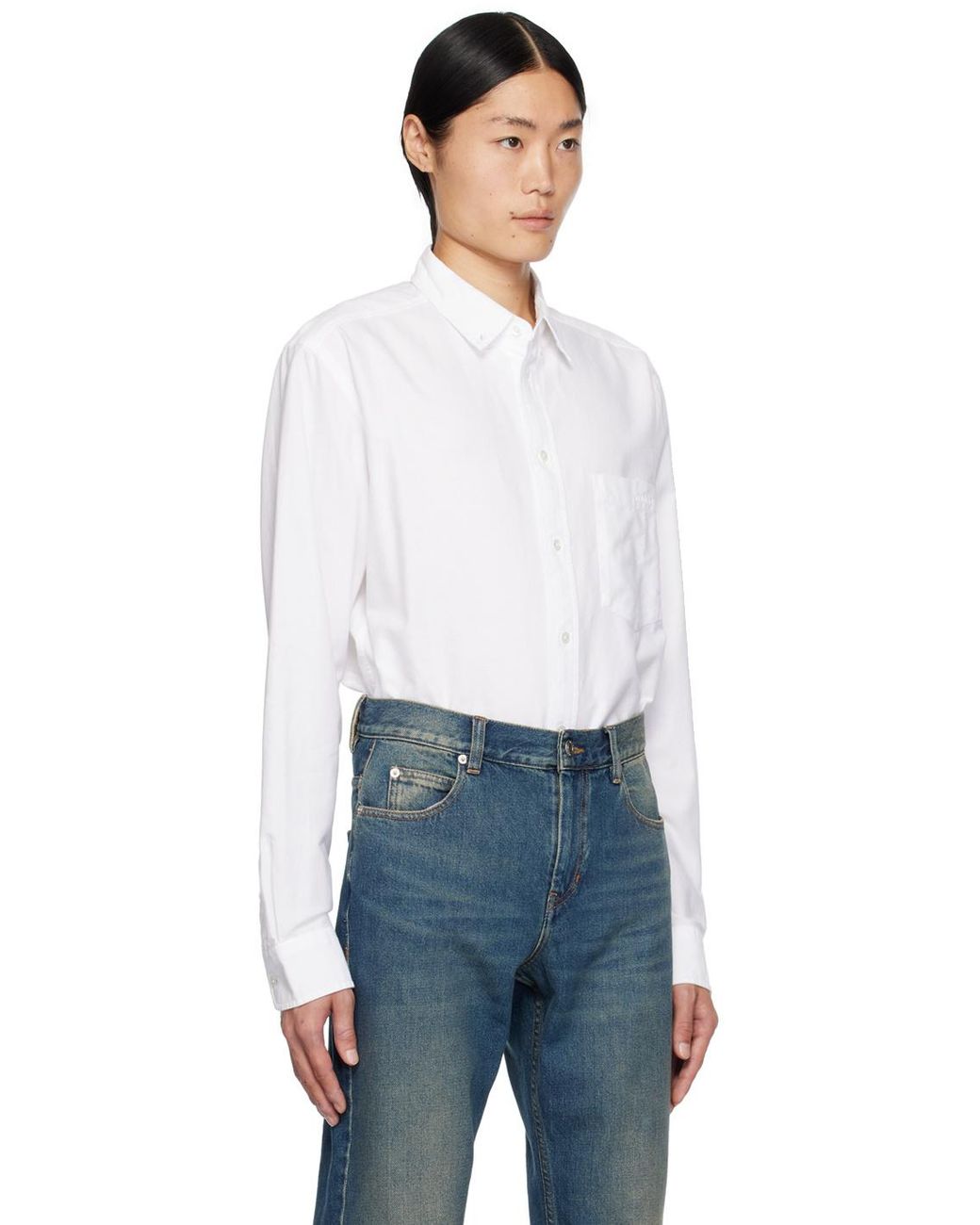 Isabel Marant White Jasolo Logo Embroidered Long-Sleeve Shirt for men
