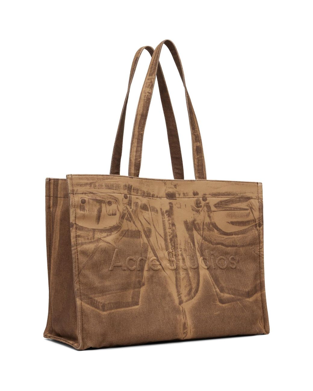 Acne Brown Logo Embossed Tote Bag for men