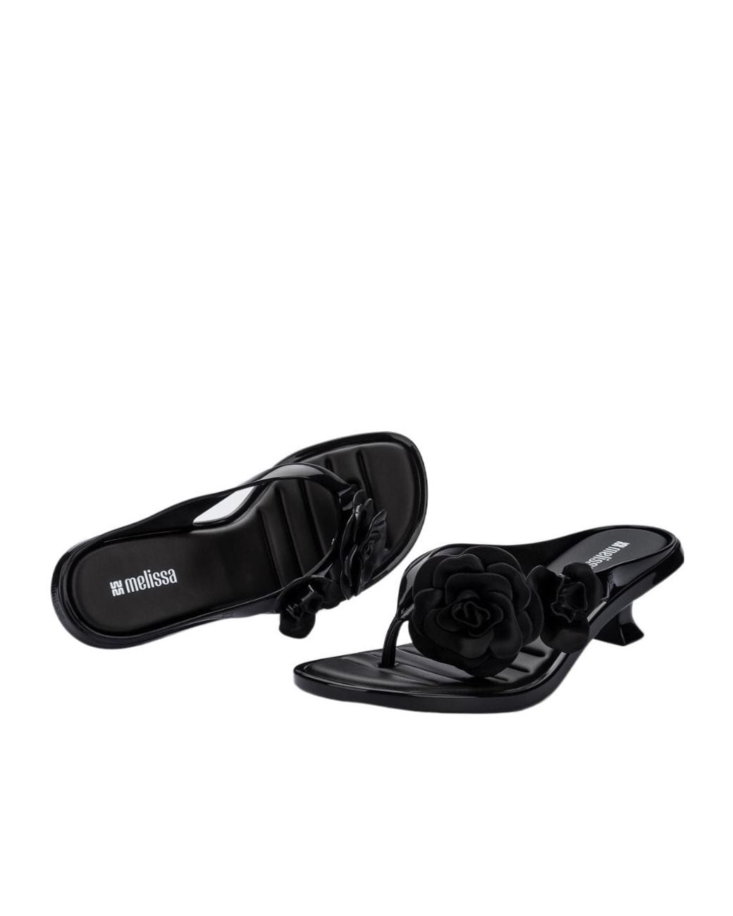Melissa Black Floral-Applique Sandals