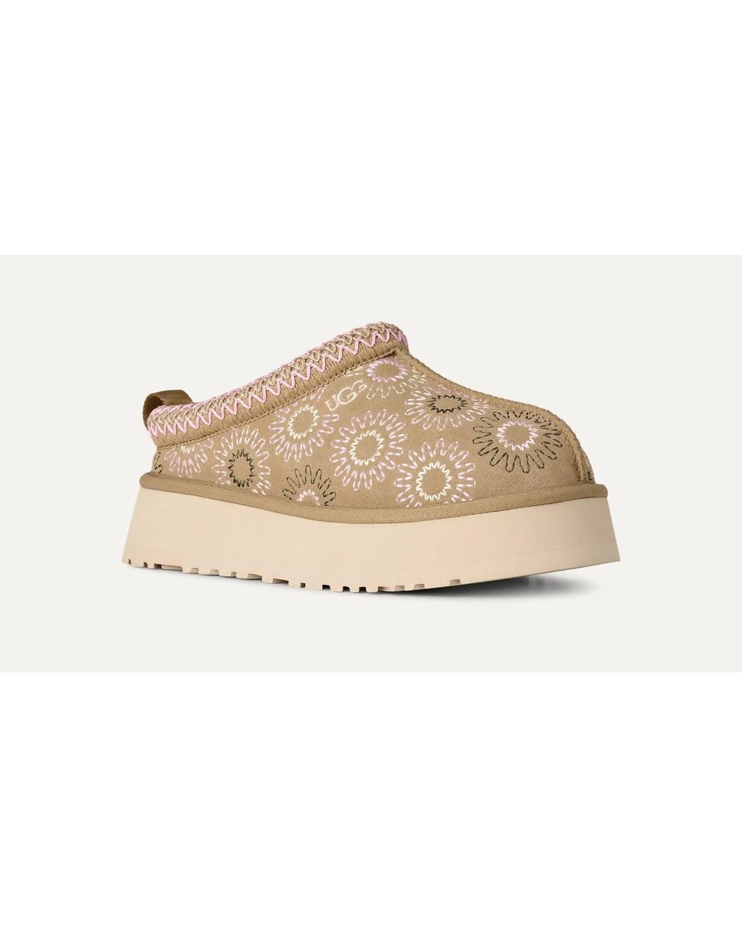 Ugg Brown Embroidered Platform Mules