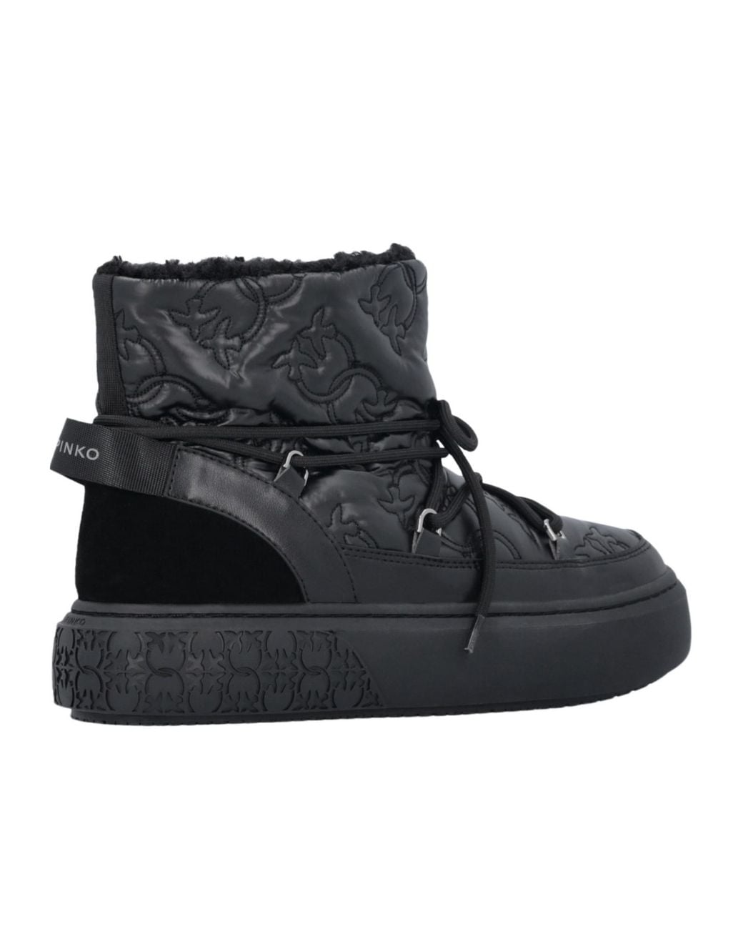 Pinko Black Round Toe Quilted Ankle Boots