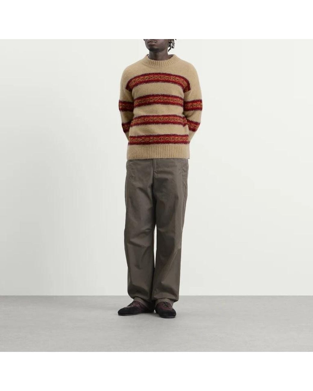 Dries Van Noten Brown Striped Sweater With Circular Patterns for men