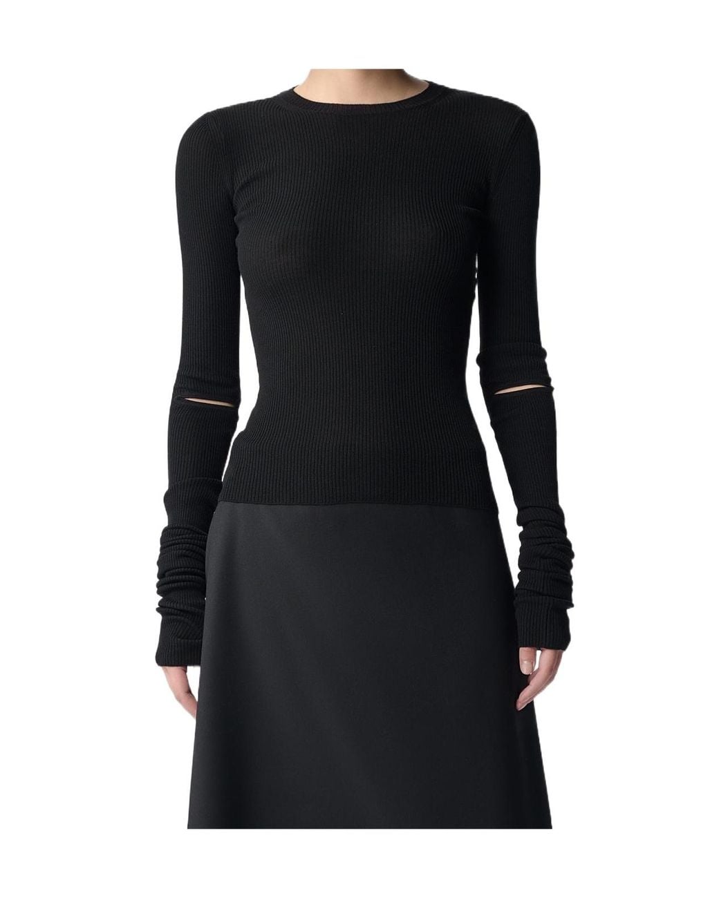 Ann Demeulemeester Black Round Neck Sweater