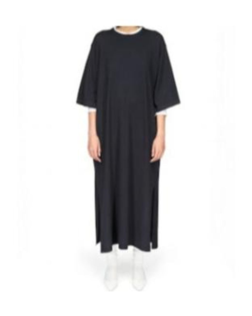 The Row Black Short-Sleeve Crewneck Dress