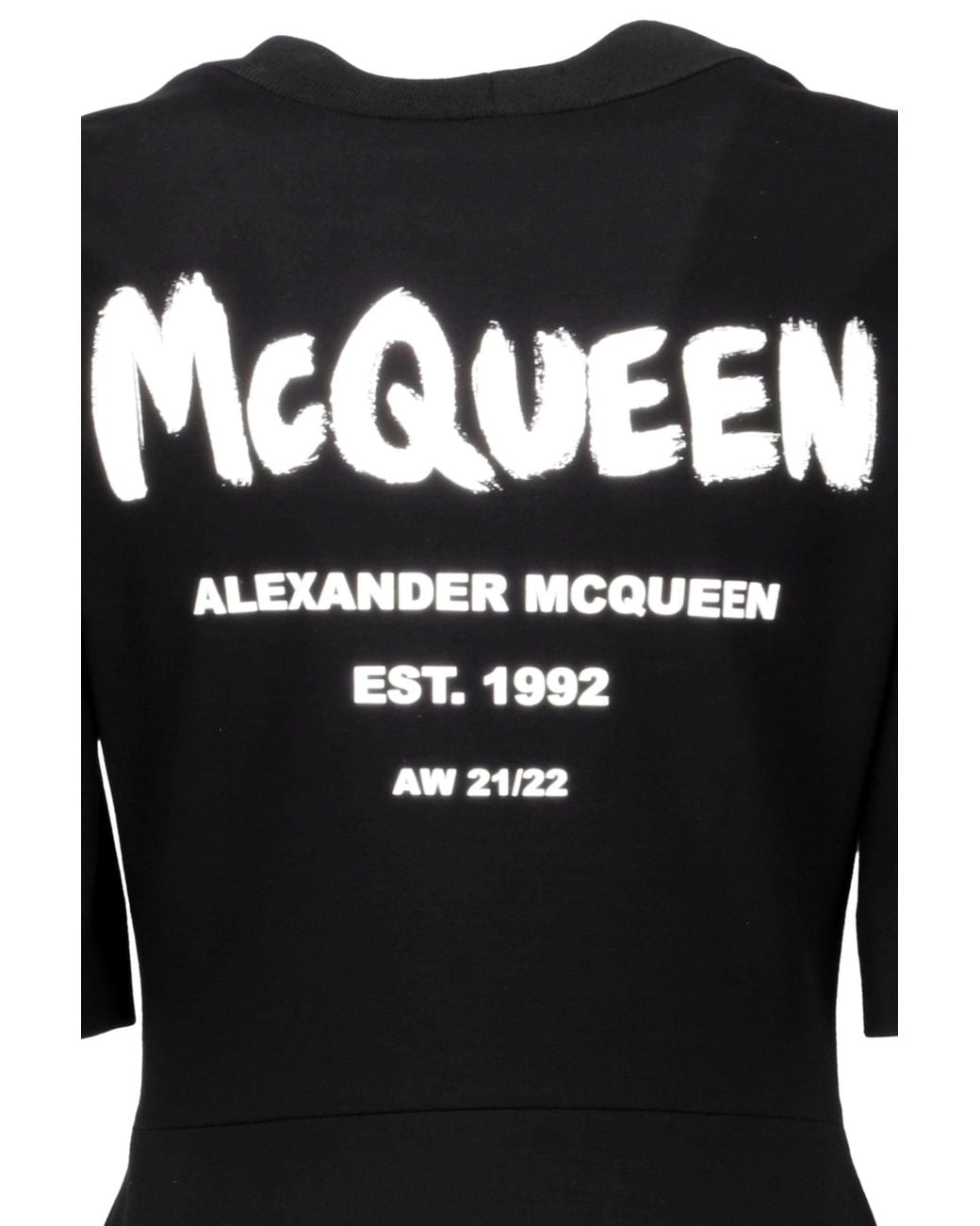 McQueen Black Logo Print Mini Dress
