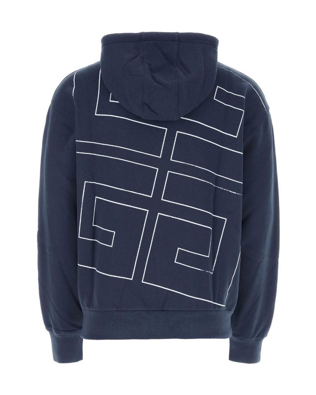 Givenchy Blue Logo Embroidered Drawstring Hoodie for men
