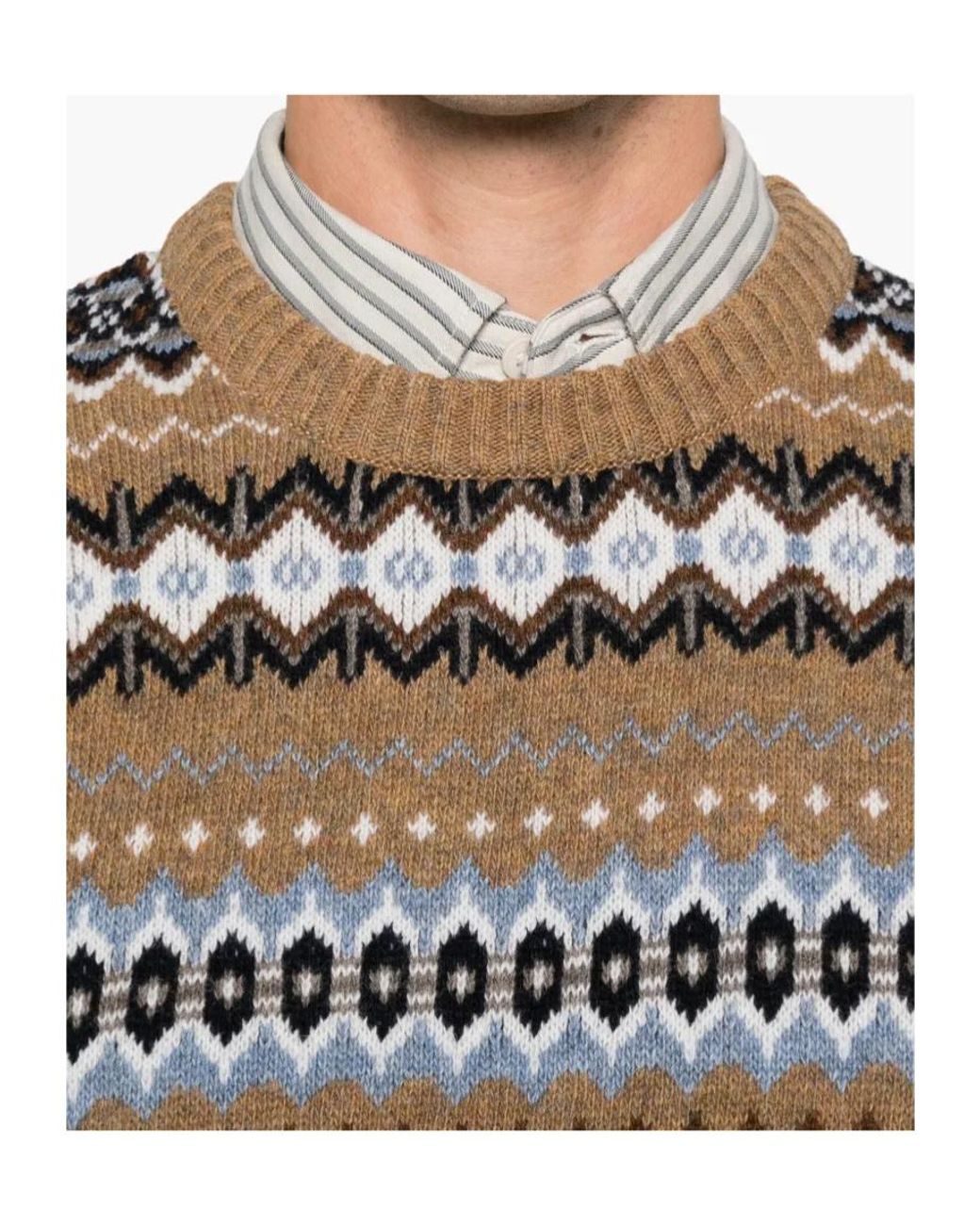 Barbour Brown Fair-Isle Sweater for men