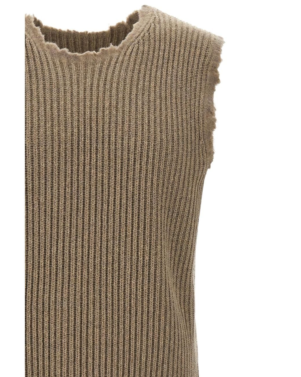 MM6 by Maison Margiela Brown Numeric Signature Knitted Vest for men