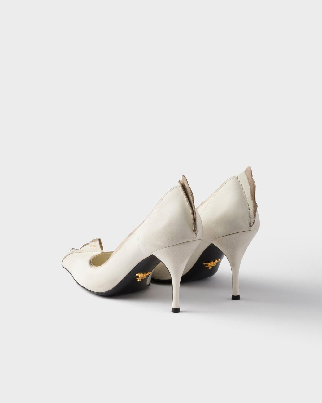 Prada White Pointed-Toe Slip-On Pumps