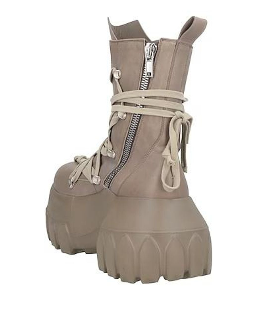 Rick Owens Gray Leather Platform Boots