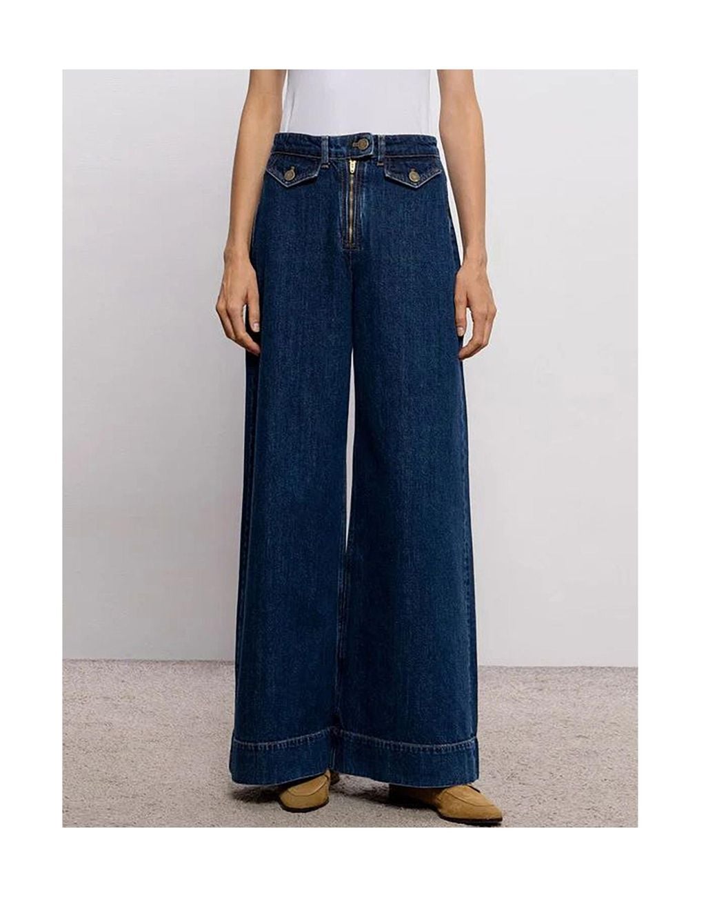 Twinset Blue High-Waisted Wide-Leg Jeans
