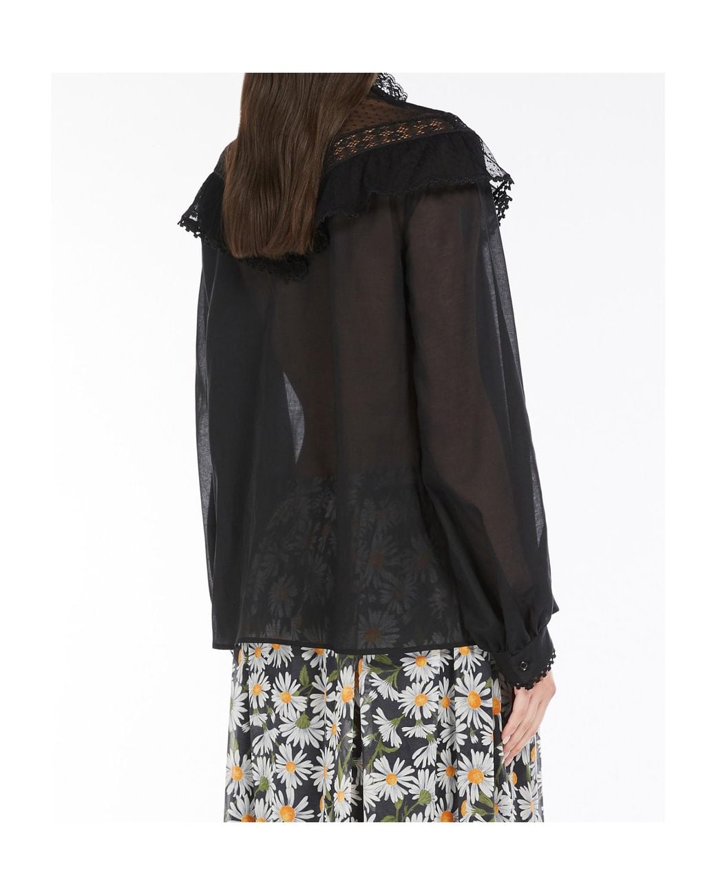 Weekend by Maxmara Black Astice 1234 Button-Up Lace Top