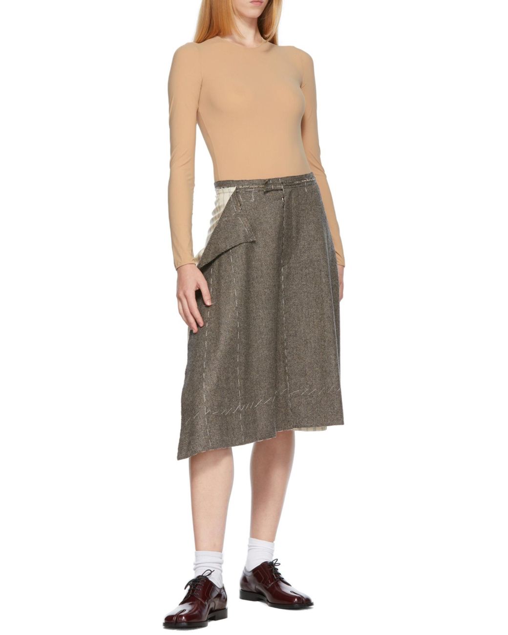 Maison Margiela Gray Deconstructed Striped Bermuda Shorts