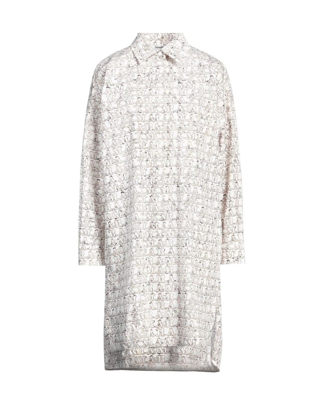 Max Mara White Colorful Long-Sleeve Shirt Dress