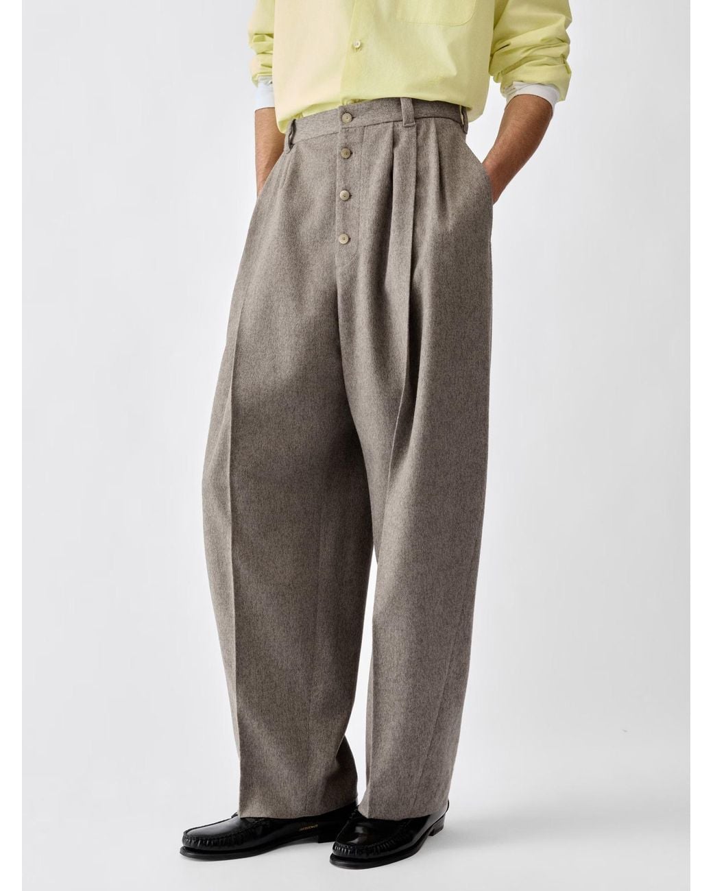 Jacquemus Gray High-Waisted Button-Detail Trousers for men